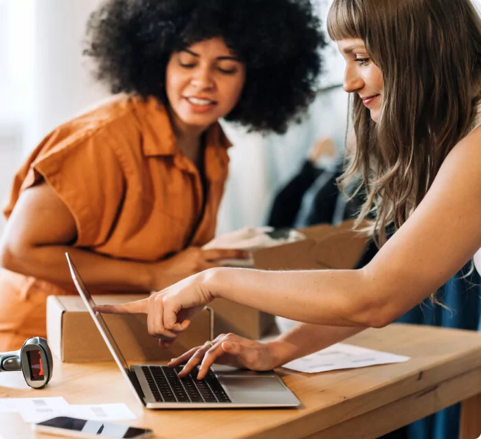 Women working on a computer